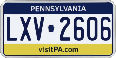 PA license plate LXV2606