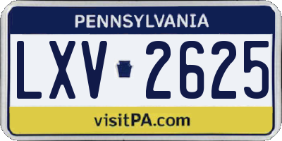 PA license plate LXV2625