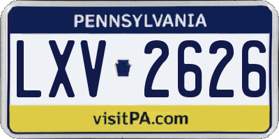PA license plate LXV2626