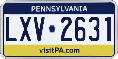 PA license plate LXV2631