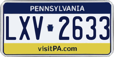 PA license plate LXV2633