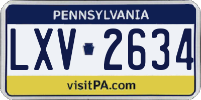 PA license plate LXV2634
