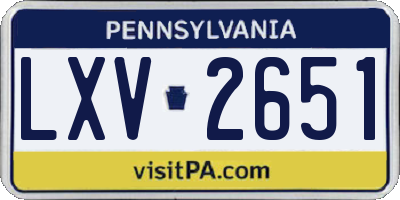 PA license plate LXV2651