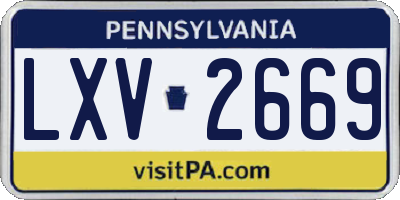 PA license plate LXV2669
