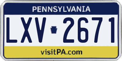 PA license plate LXV2671