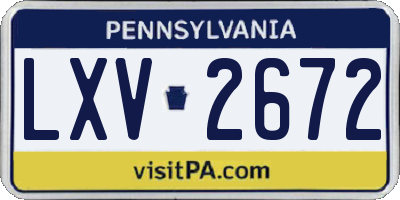 PA license plate LXV2672