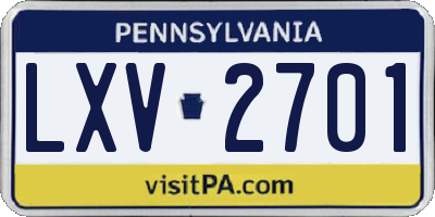 PA license plate LXV2701