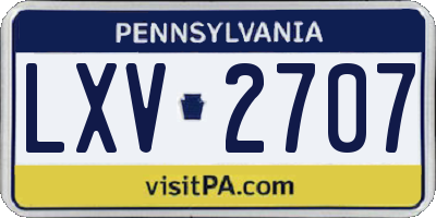 PA license plate LXV2707
