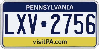 PA license plate LXV2756
