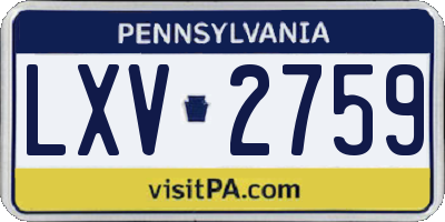 PA license plate LXV2759