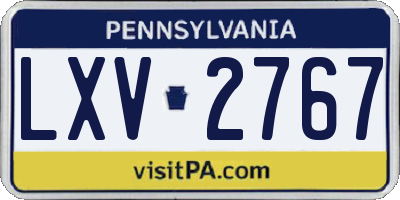 PA license plate LXV2767