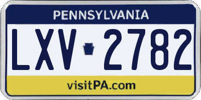 PA license plate LXV2782