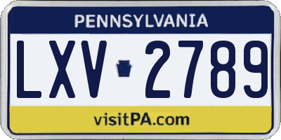 PA license plate LXV2789