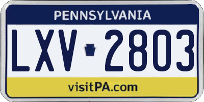 PA license plate LXV2803