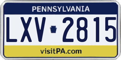 PA license plate LXV2815