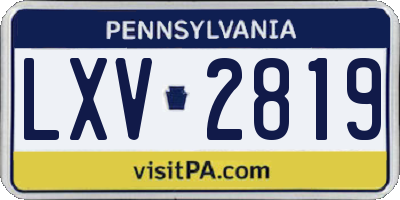 PA license plate LXV2819
