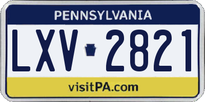 PA license plate LXV2821
