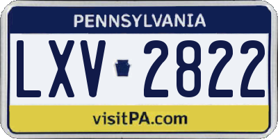 PA license plate LXV2822