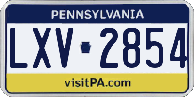 PA license plate LXV2854