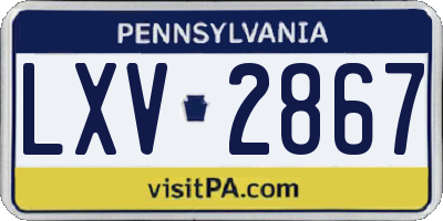 PA license plate LXV2867