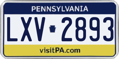 PA license plate LXV2893