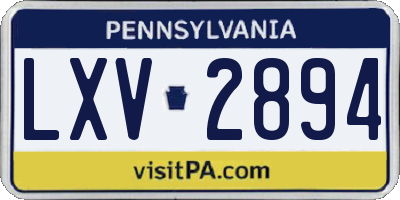 PA license plate LXV2894