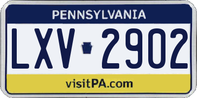 PA license plate LXV2902
