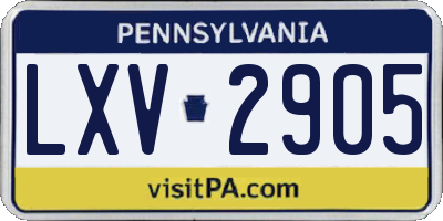 PA license plate LXV2905
