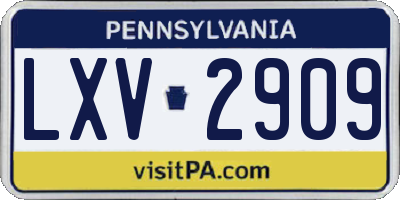 PA license plate LXV2909