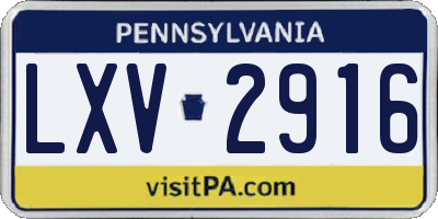 PA license plate LXV2916