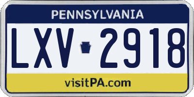 PA license plate LXV2918
