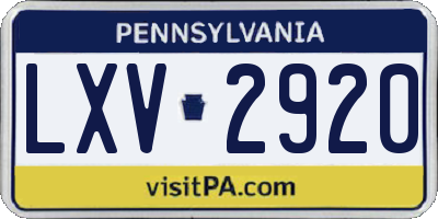 PA license plate LXV2920