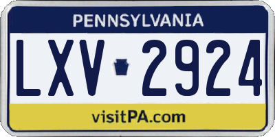 PA license plate LXV2924