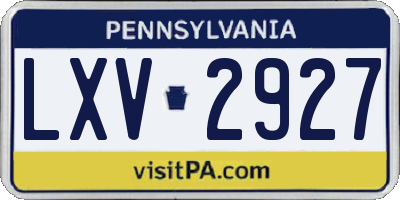 PA license plate LXV2927