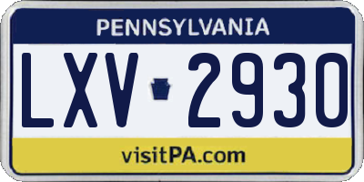PA license plate LXV2930