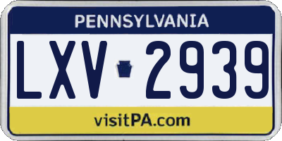 PA license plate LXV2939