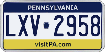 PA license plate LXV2958