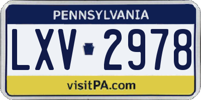 PA license plate LXV2978
