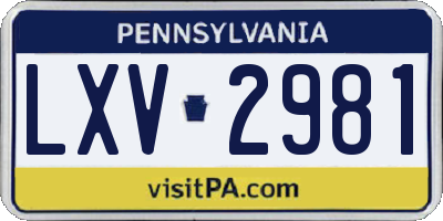 PA license plate LXV2981