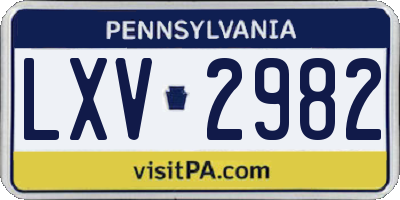 PA license plate LXV2982