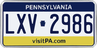 PA license plate LXV2986