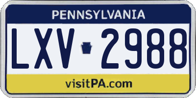 PA license plate LXV2988