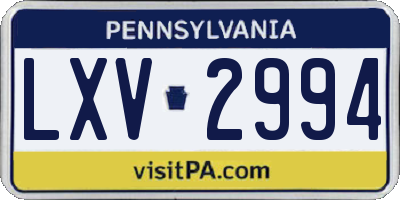 PA license plate LXV2994