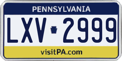 PA license plate LXV2999