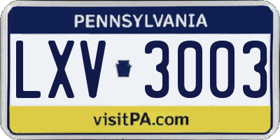 PA license plate LXV3003