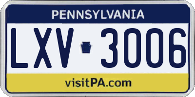 PA license plate LXV3006