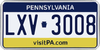 PA license plate LXV3008