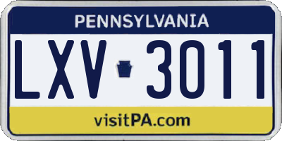 PA license plate LXV3011