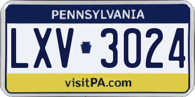PA license plate LXV3024