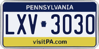 PA license plate LXV3030